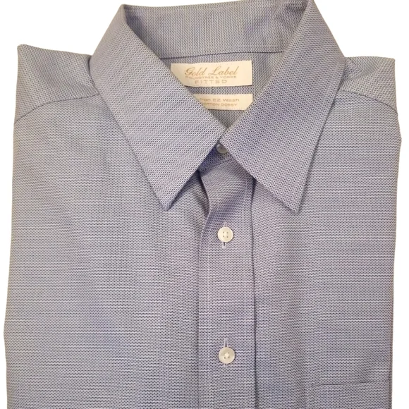 Roundtree & Yorke | Shirts | Roundtree Yorke Gold Label Dress Shirt Size L  6 12 Fitted Noniron Blue | Poshmark